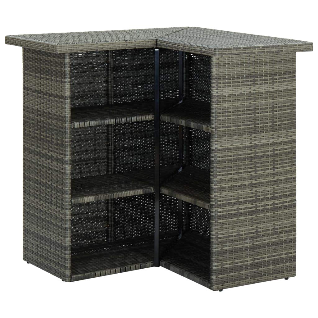 vidaXL Patio Bar Set with Cushions 4 Piece Garden Outdoor Table Chair Dinner Dining Sets Counter Height Tables Furniture Poly Rattan Gray