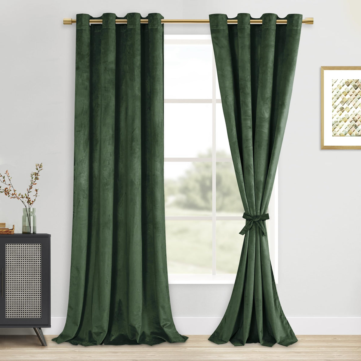 Dwcn Olive Green Blackout Velvet Curtains - Extra Long Refresh Bundleable Heavy Duty Thermal Insulated Grommet Window Panels For