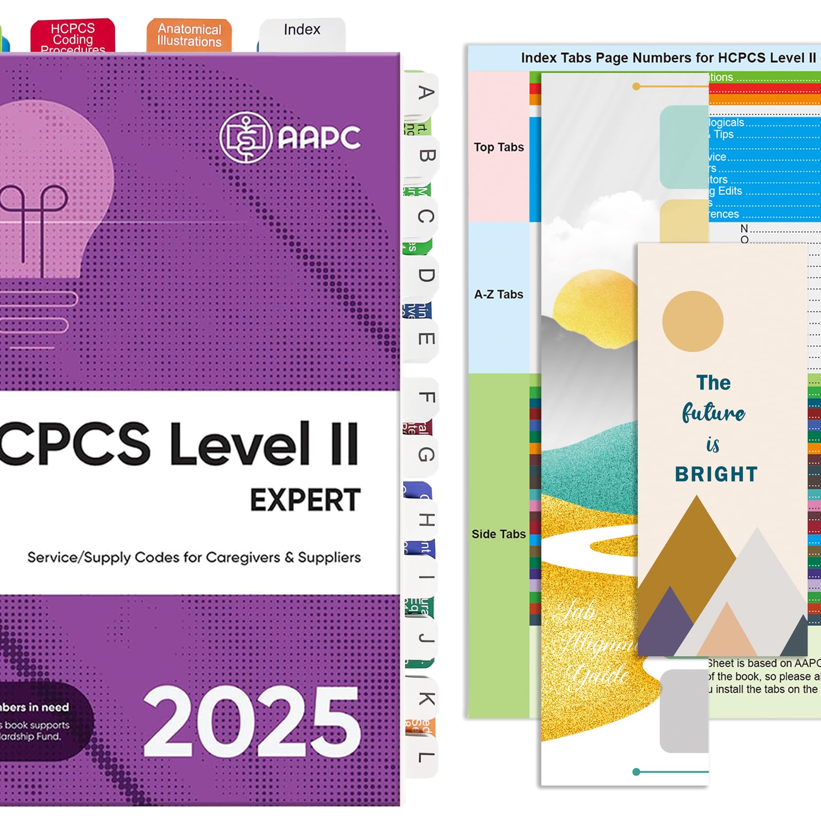 Upgraded Index Tabs For Hcpcs Level Ii Expert 2025 Edition (Aapc), 96 Book Tabs, Color-Coded With Alignment Card & Page Numbers