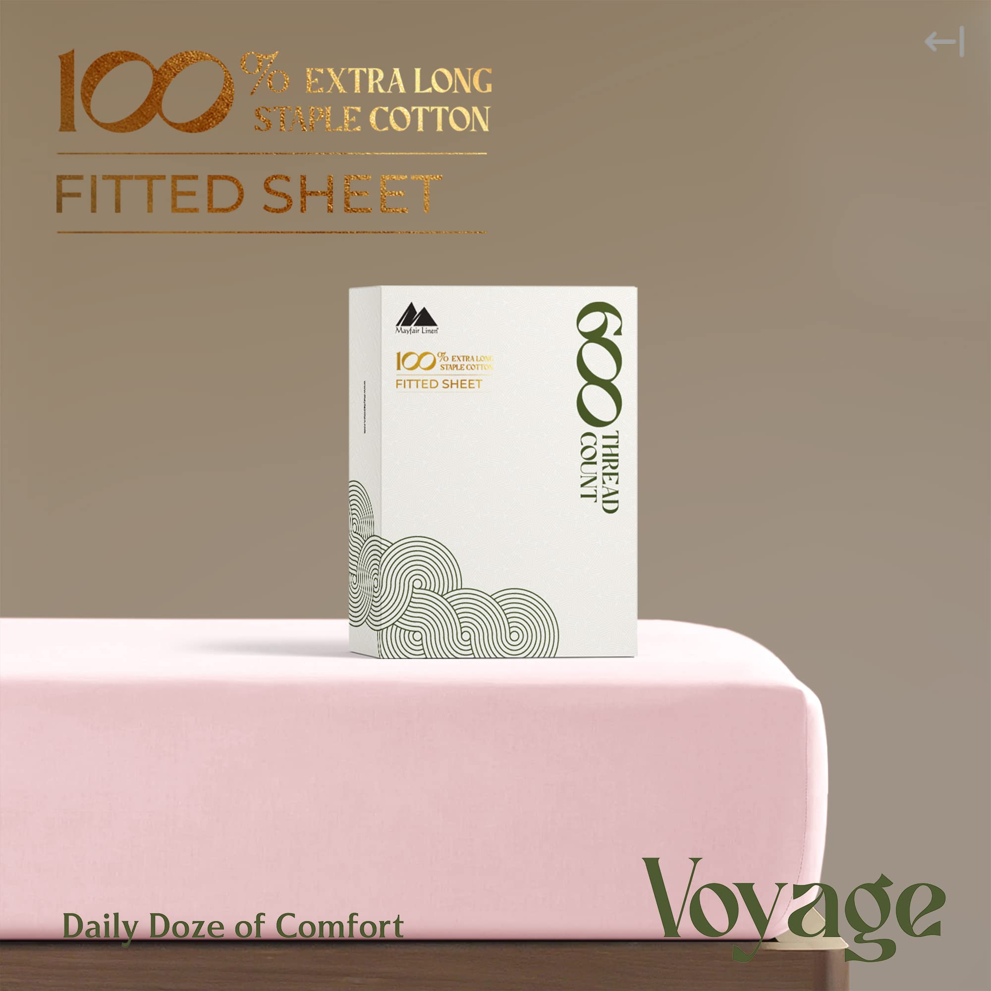 Premium Hotel Quality 1-Piece 100% Cotton Fitted Sheet, Luxury & Softest 600 Thread Count Egyptian Feel Sateen Weave Bottom Sheet, Deep Pocket Up To 18 Inch, King Size, Blush