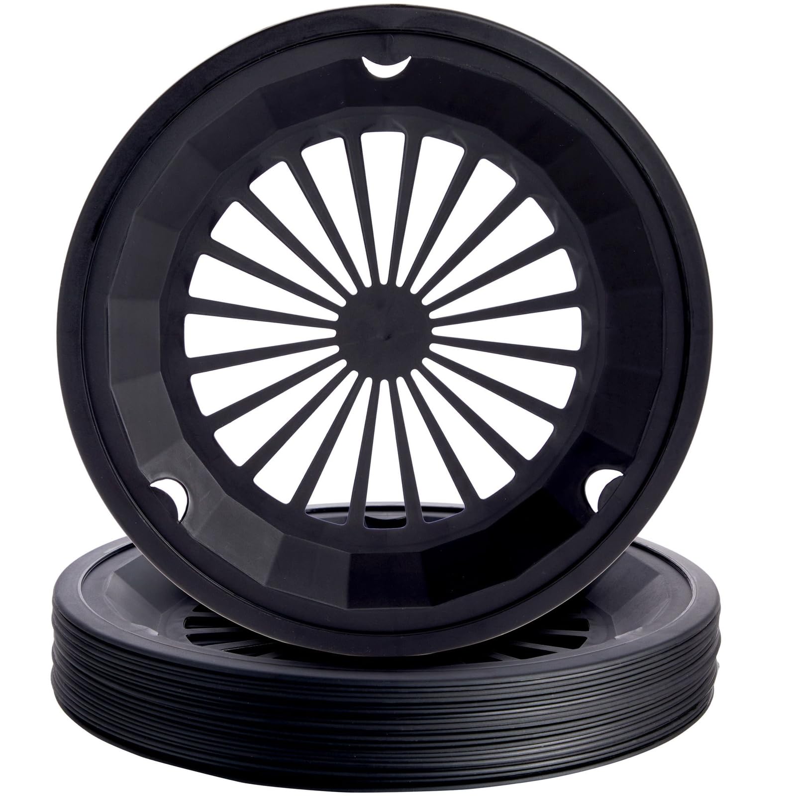 Juvale Plastic Paper Plate Holders Reusable - Black, Medium (Fits 9-Inch), Pack of 20 - Support Rings with Snap-In Grooves, Stab