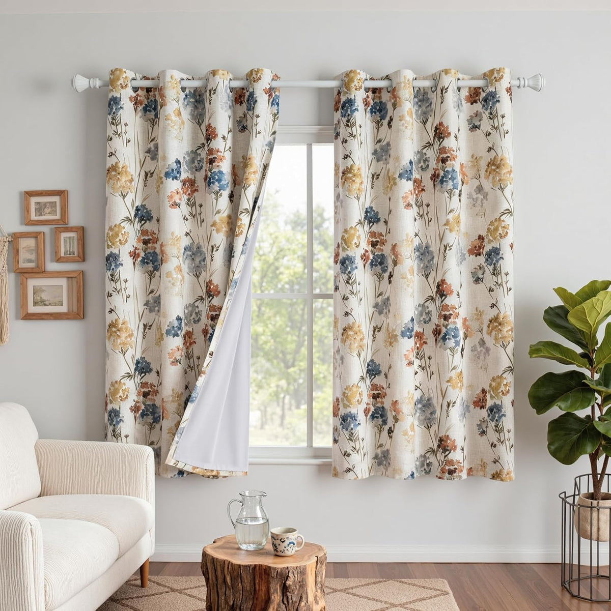 Roseate True White Out Curtains (5 Feet/Set of 1) Printed 80% Room Darkening Curtain for Bedroom, Living Room (Ivory/Willow/ 116