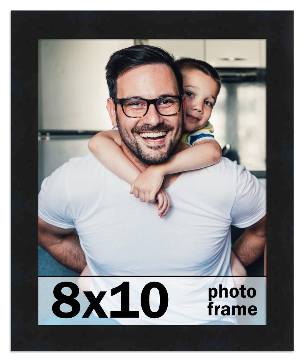 8x10 Frame Black Picture Frame - Complete Modern Photo Frame Includes UV Acrylic Shatter Guard Front, Acid Free Foam Backing Boa
