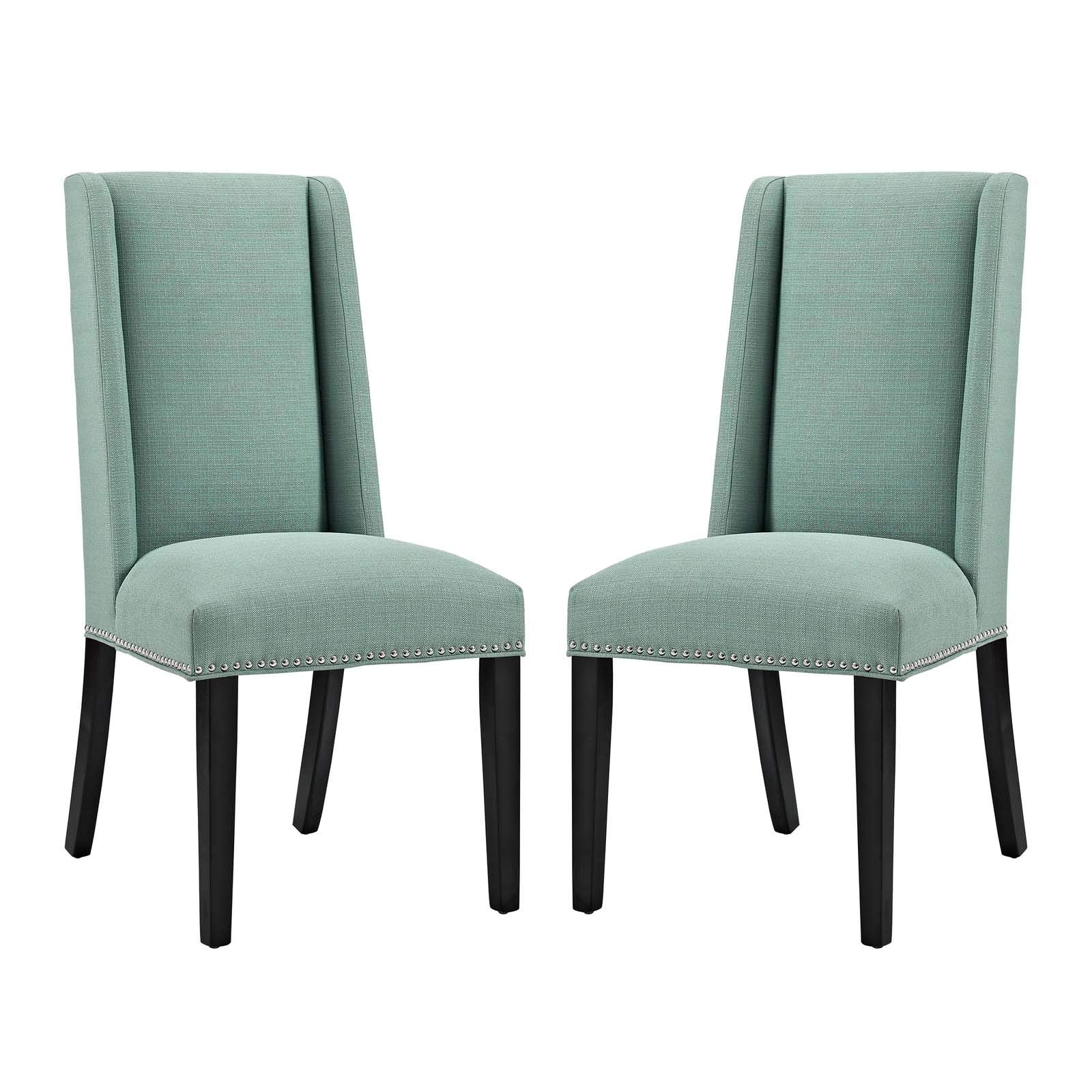 Modway Baron Modern Tall Back Wood Upholstered Fabric Four Dining Chairs In Laguna