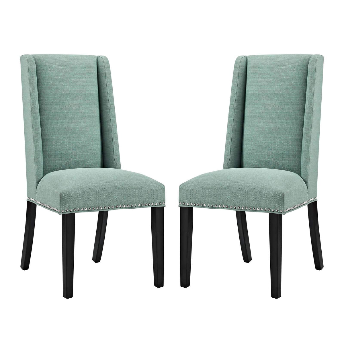 Modway Baron Modern Tall Back Wood Upholstered Fabric Four Dining Chairs In Laguna