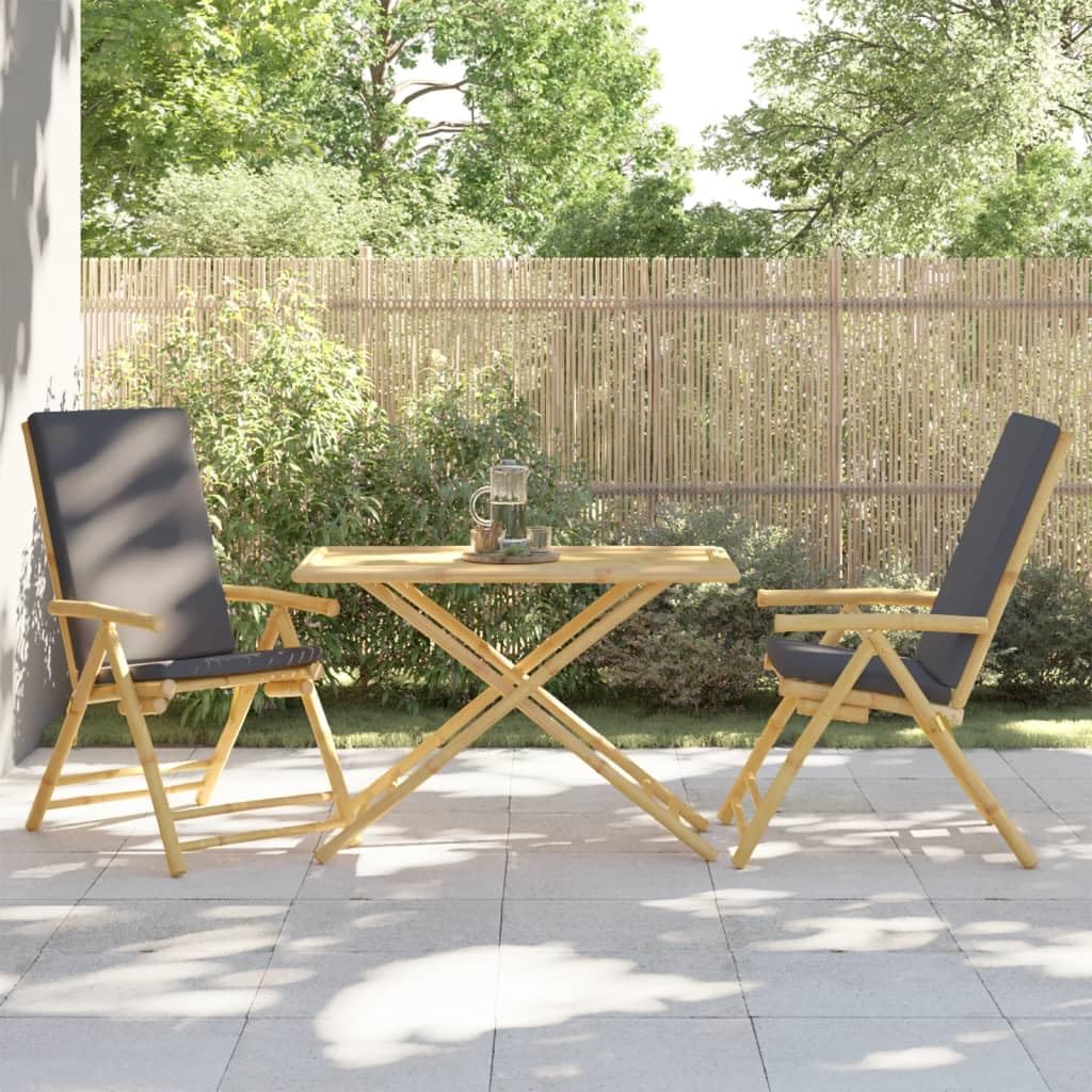 vidaXL Folding Patio Table - Bamboo, 43.3"x21.7"x29.5", Rectangular Folding Garden/Outdoor Table, Brown