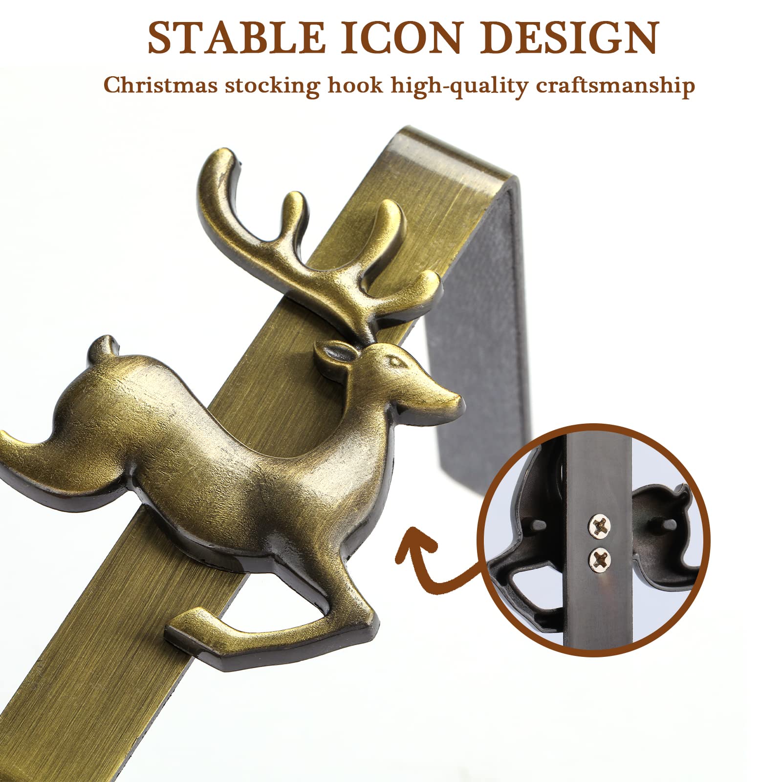 Oufini Christmas Stocking Holders For Mantle-Christmas Stocking Hangers For Mantel Set 4,Stocking Hooks For Mantle, Stocking Hol