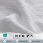 Simple&Opulence 100% Linen Duvet Cover Set, 3 Pcs Pure Natural French Flax White Duvet Cover King Size, Breathable Soft Comfy Li