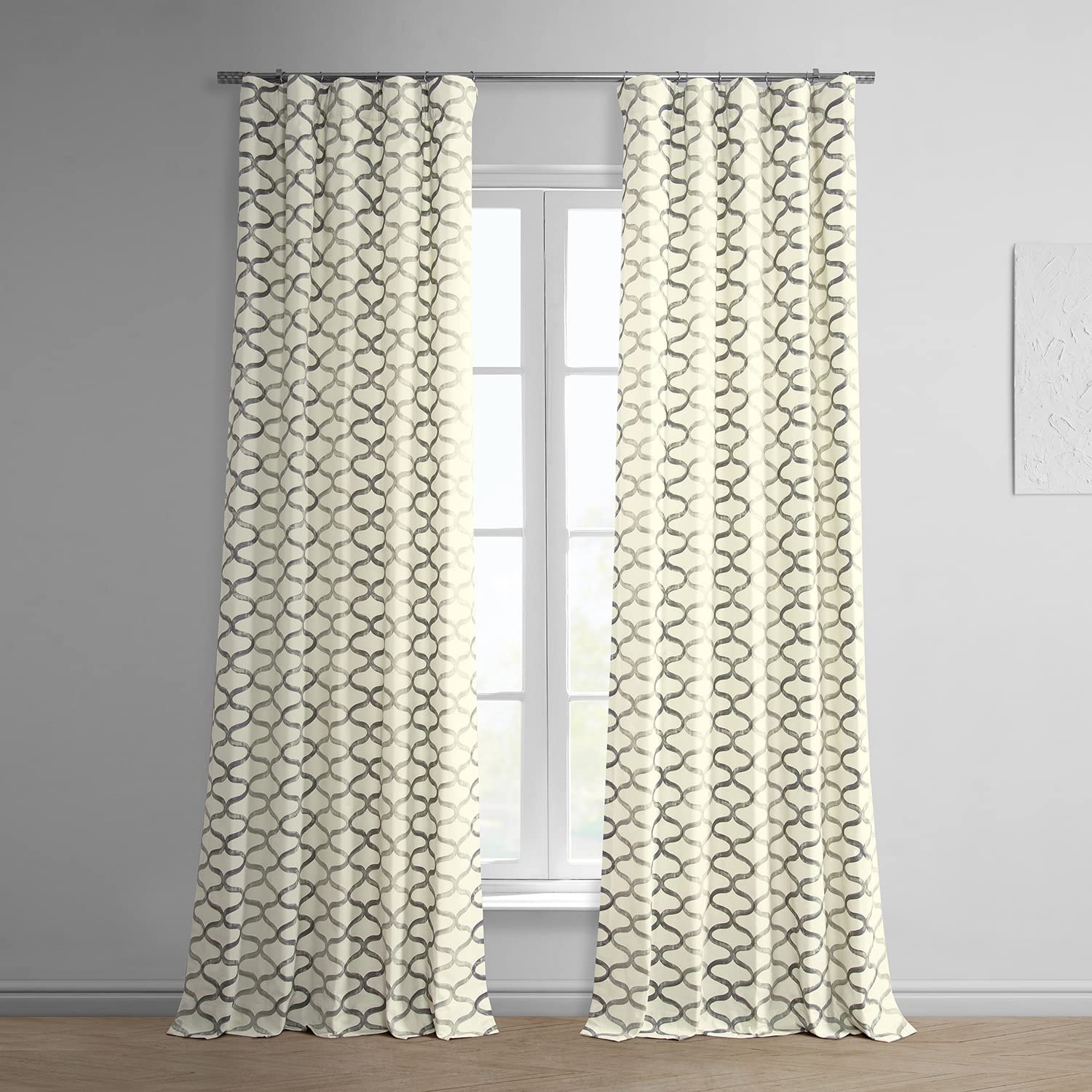 Hpd Half Price Drapes Modern Wavy Geometric Printed Curtains 96 Inches Long Luxury Cotton Curtains (1 Panel) Room Darkening Wind