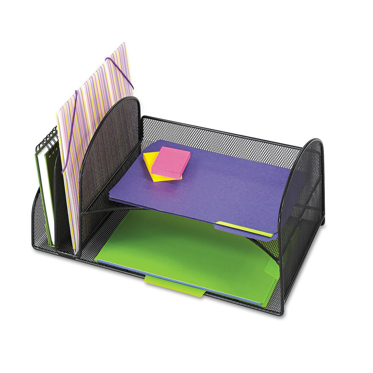 Safco Products 3264Bl Onyx Mesh Desktop Organizer With 2 Vertical, 2 Horizontal Sections, Black
