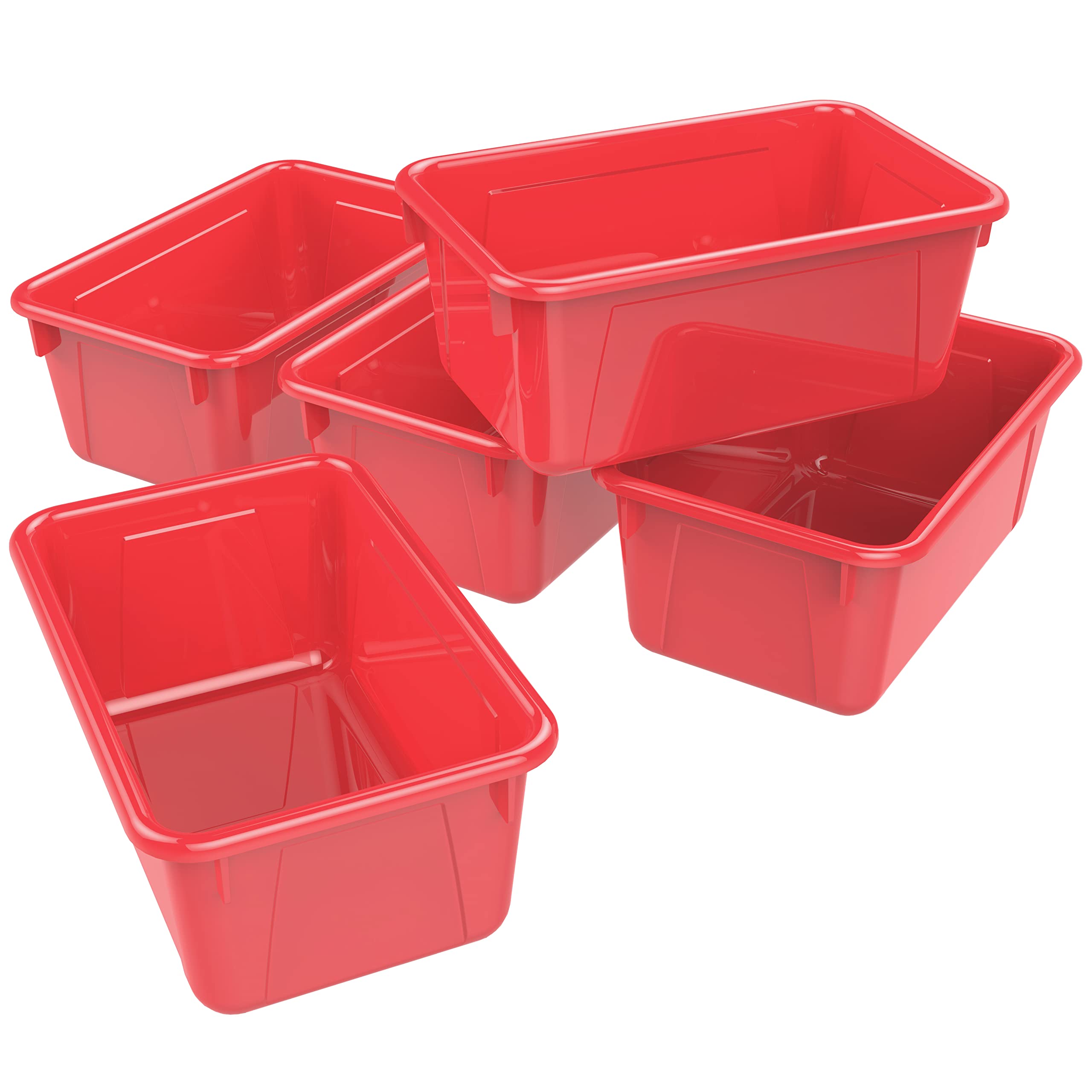 Storex Small Cubby Bins - Plastic Storage Containers For Classroom, 12.2 X 7.8 X 5.1 Inches, Class Red, 5-Pack (62415A05C)