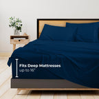 Royale Linens - 4 Piece California King Bed Sheet - Brushed Microfiber 1800 Bedding - 1 Fitted Sheet, 1 Flat Sheet, 2 Pillow Cas