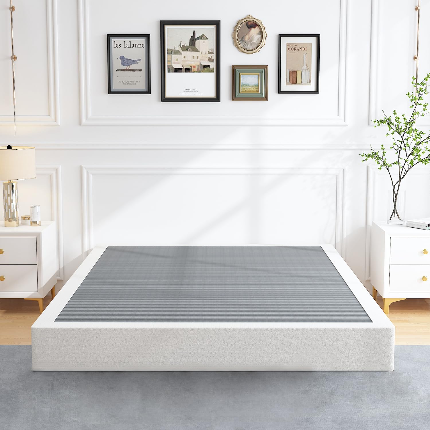 Aldrich 7 Inch Heavy Duty Metal Box Spring Mattress Foundation 3000Lbs Max Weight Capacity/Non-Slip/No Noise/Easy Assembly/Easy Clean Cover,King