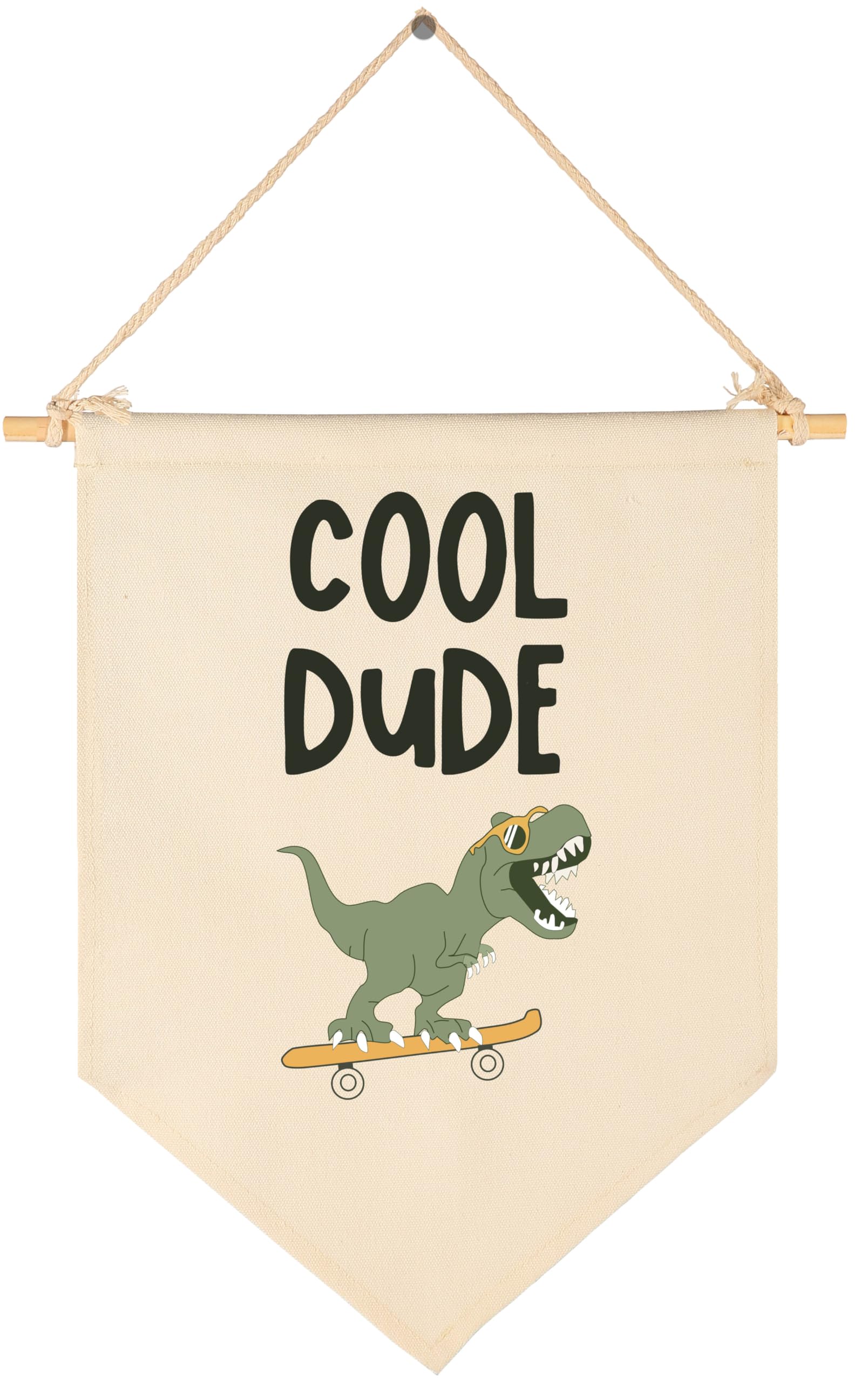Dinosaur Skateboard Idea-Sign Above Crib-Baby Flag Wall Decor Gifts for Baby Boys Kids-Canvas Hanging Pennant Banner Wall Sign G