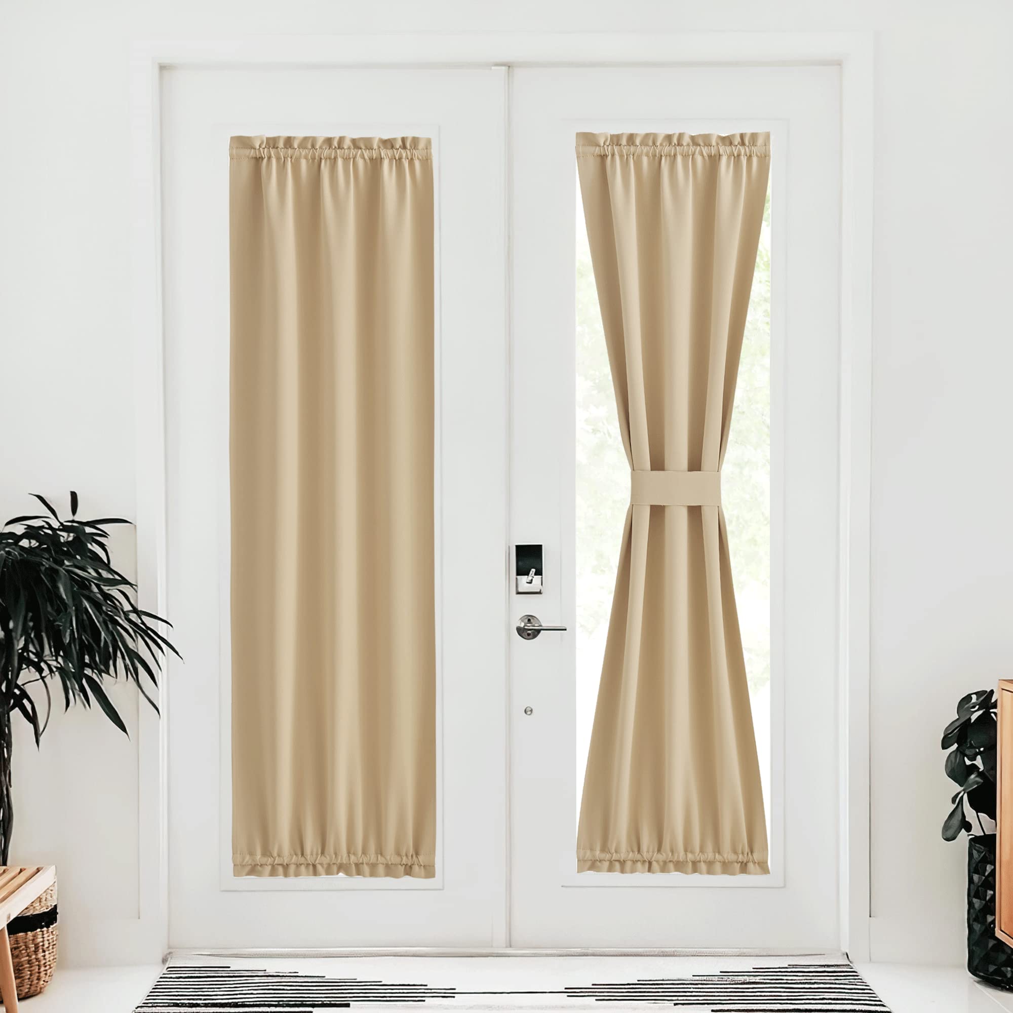 NICETOWN Room Darkening Blackout Window Curtains Solid Color Thermal Insulated Energy Saving Decorative French Door Curtains for