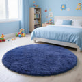 yulidayang Blue Fluffy Round Area Rugs for Living Room,6'X6'Shag Circle Area Rugs for Bedroom,Non Slip Fuzzy Plush Rug for Kids 