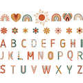 Tenare 133 Pcs Boho Bulletin Board Letters Back To School Rainbow Alphabet Cutouts Set 110 Uppercase Poster Board Letters 23 Sym
