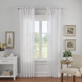 Elrene Home Fashions Jolie Crushed Semi-Sheer Window Curtain, Adjustable Tie-Top Single Panel, 52'' x 95'' (1 Panel), White