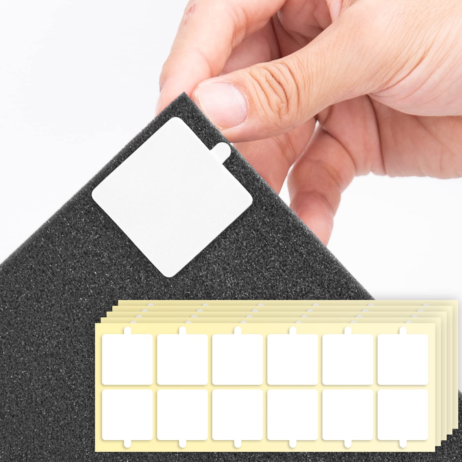 Sonicism 60 Pack Pyramid Double Sided Tape Squares For Acoustic Foam Sheets, Heavy Duty Wall Mounting Tape Squares For Polyester