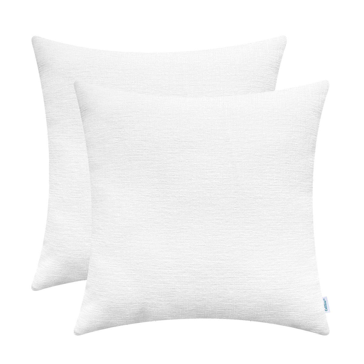 Calitime Pack Of 2 Cozy Throw Pillow Covers Cases For Couch Sofa Home Decoration Solid Dyed Soft Chenille 24 X 24 Inches True Wh