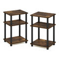 Furinno Just 3-Tier Turn-N-Tube End Table, 2-Pack, Amber Pine/Black