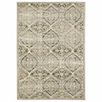 HomeRoots Polypropylene 8’ x 11’ Ivory and Gray Floral Trellis Indoor Area Rug