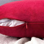 Miulee Velvet Pillow Cover Christmas Decorative Square Pillowcase Soft Solid Cushion Case For Sofa Bedroom Car 12 X 20 Inch Red