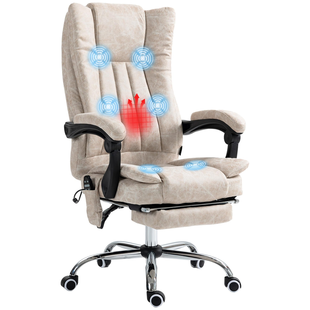 Vinsetto 6 Point Vibration Massage Office Chair, High Back Computer Chair With Heat, Adjustable Height, Reclining Backrest And R