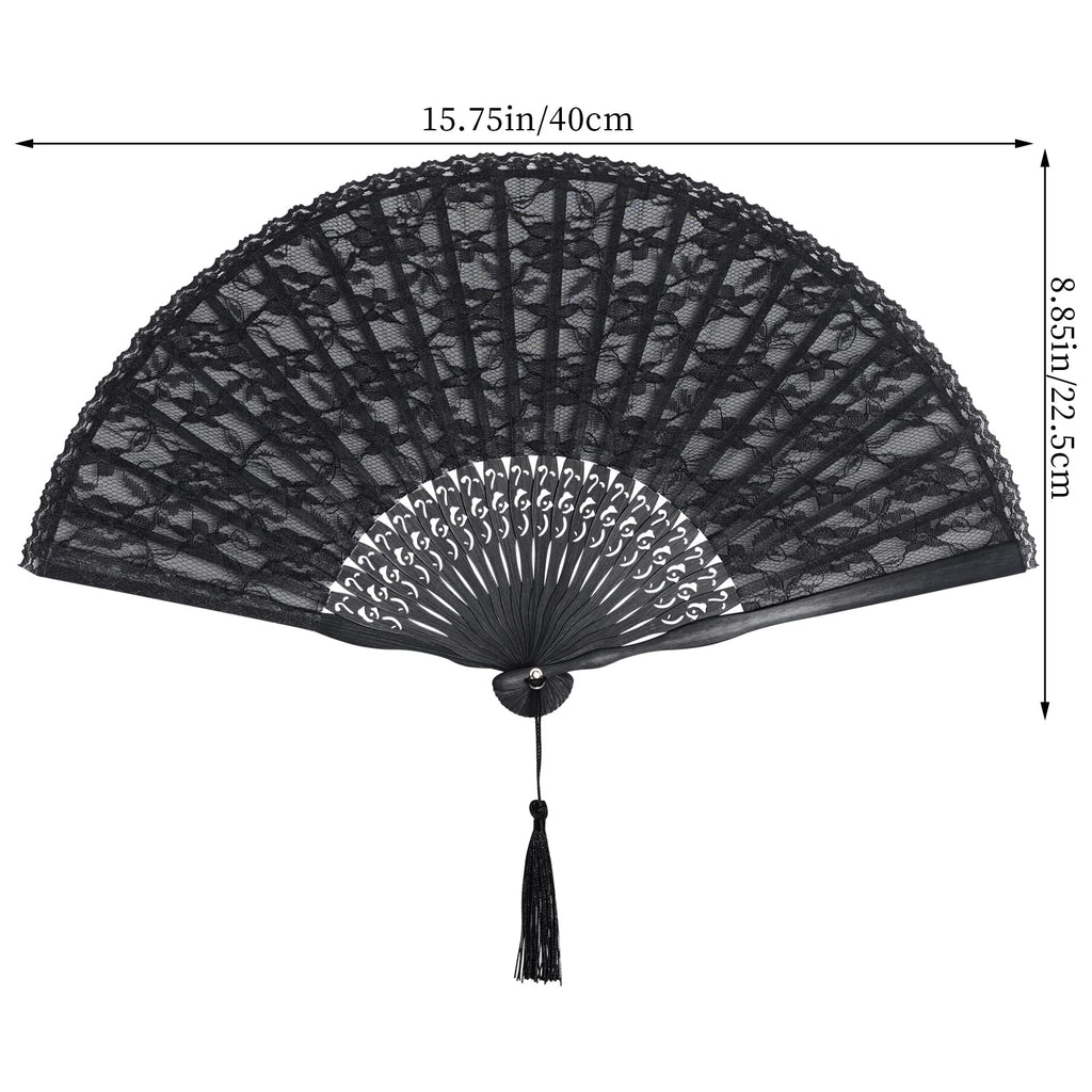Choyaxo Lace Handheld Chinese Folding Fan Bamboo Silk Folding Fan For Women Wedding Decoration Dancing Party,Pink