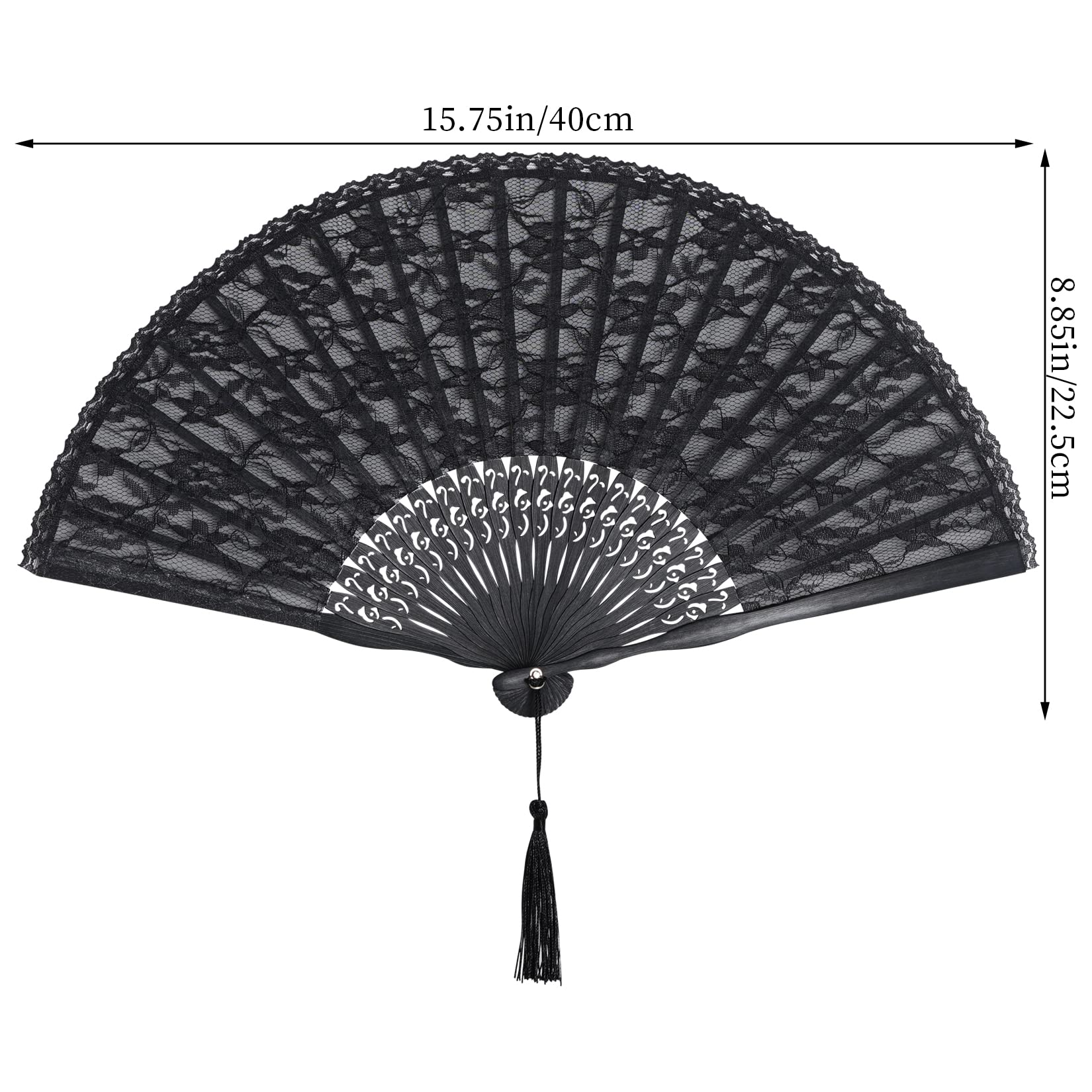 Choyaxo Lace Handheld Chinese Folding Fan Bamboo Silk Folding Fan For Women Wedding Decoration Dancing Party,Pink