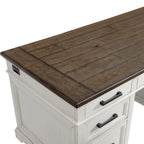 Intercon Drake Home Office 66" Wide Executive Desk, Rustic White & French Oak Furniture