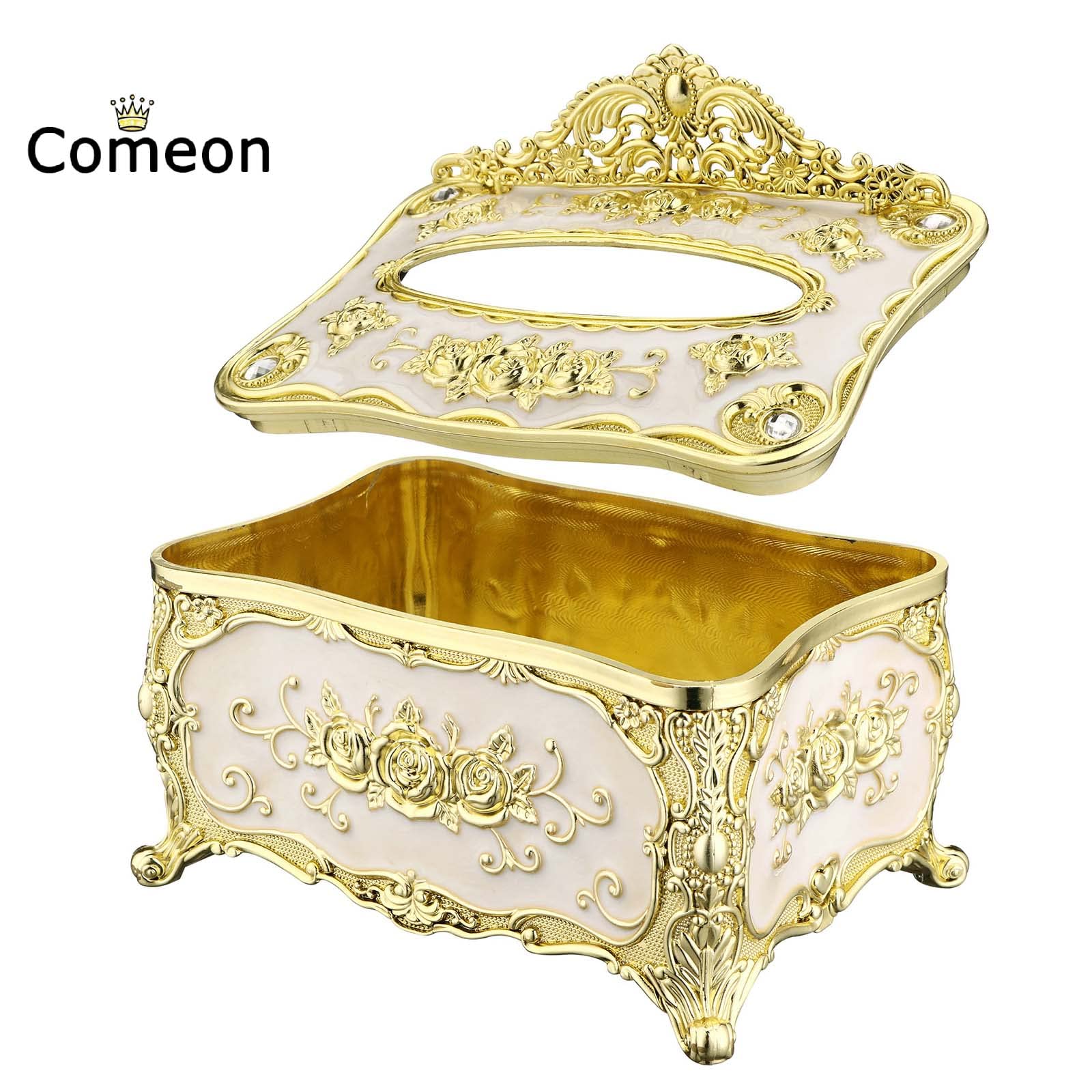 Comeon Luxurious Rose Tissue Box Acrylic Holder Cover Luxurious Elegant Design Tissue Holders Paper Holder Napkin Holder For Hom