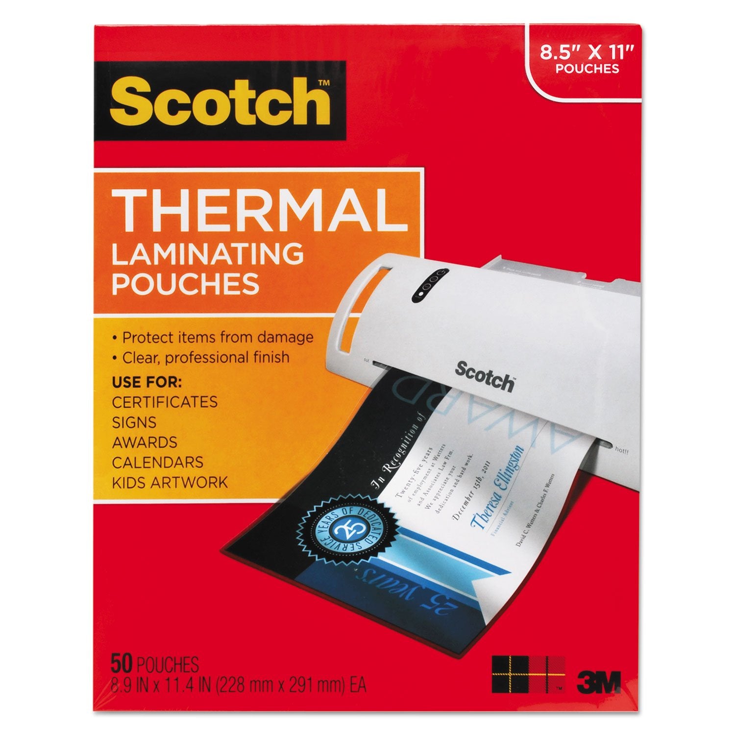 3M Tp3854-50 Scotch Thermal Laminating Pouch - Letter - 8.50 Inch Width X 11 Inch Length9 Inch X 11.5 Inch Overall Size - 50 / P