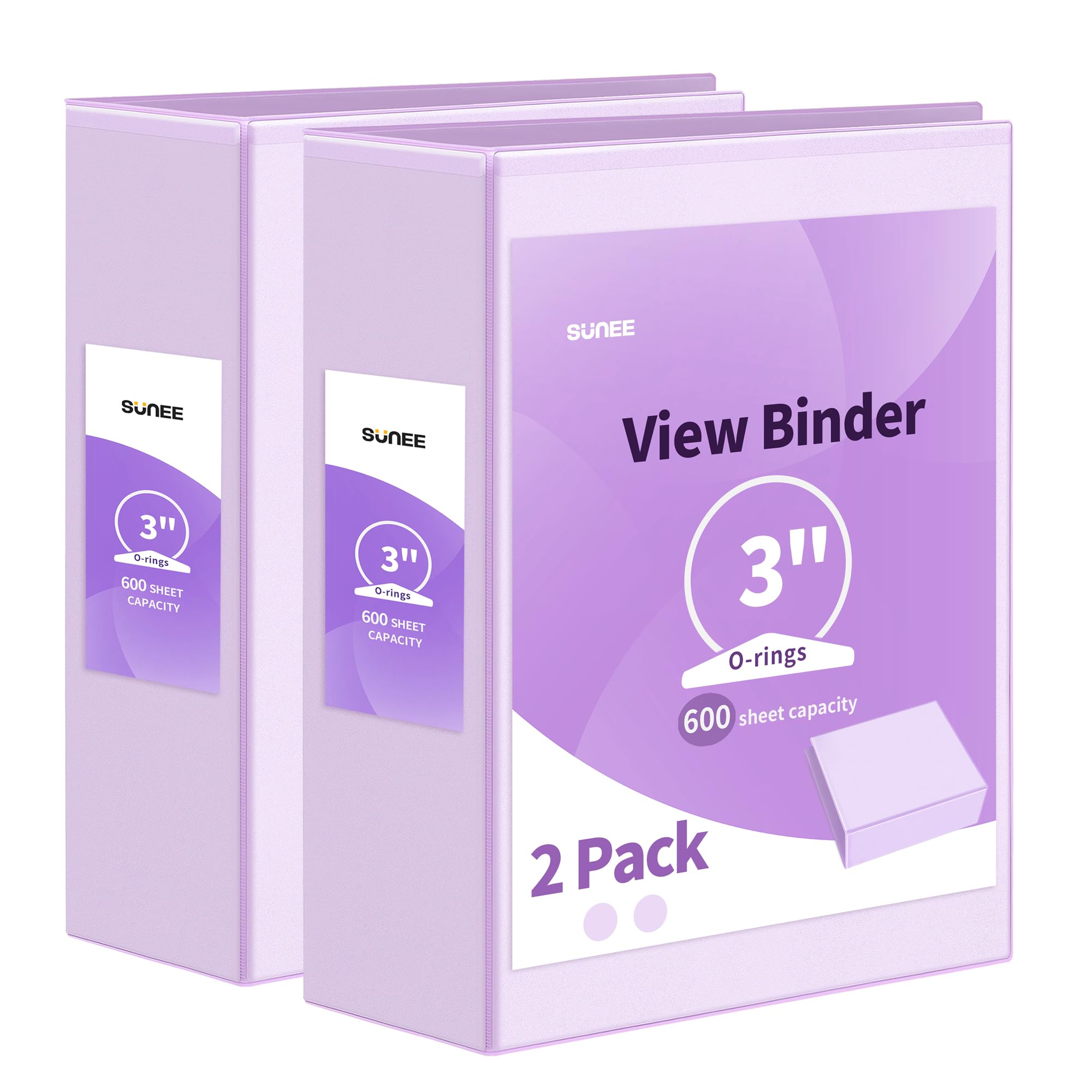 Sunee 3 Ring Binder 3 Inch 2 Pack, Clear View Binder Three Ring Pvc-Free (Fit 8.5X11 Inches) For School Binder Or Office Binder