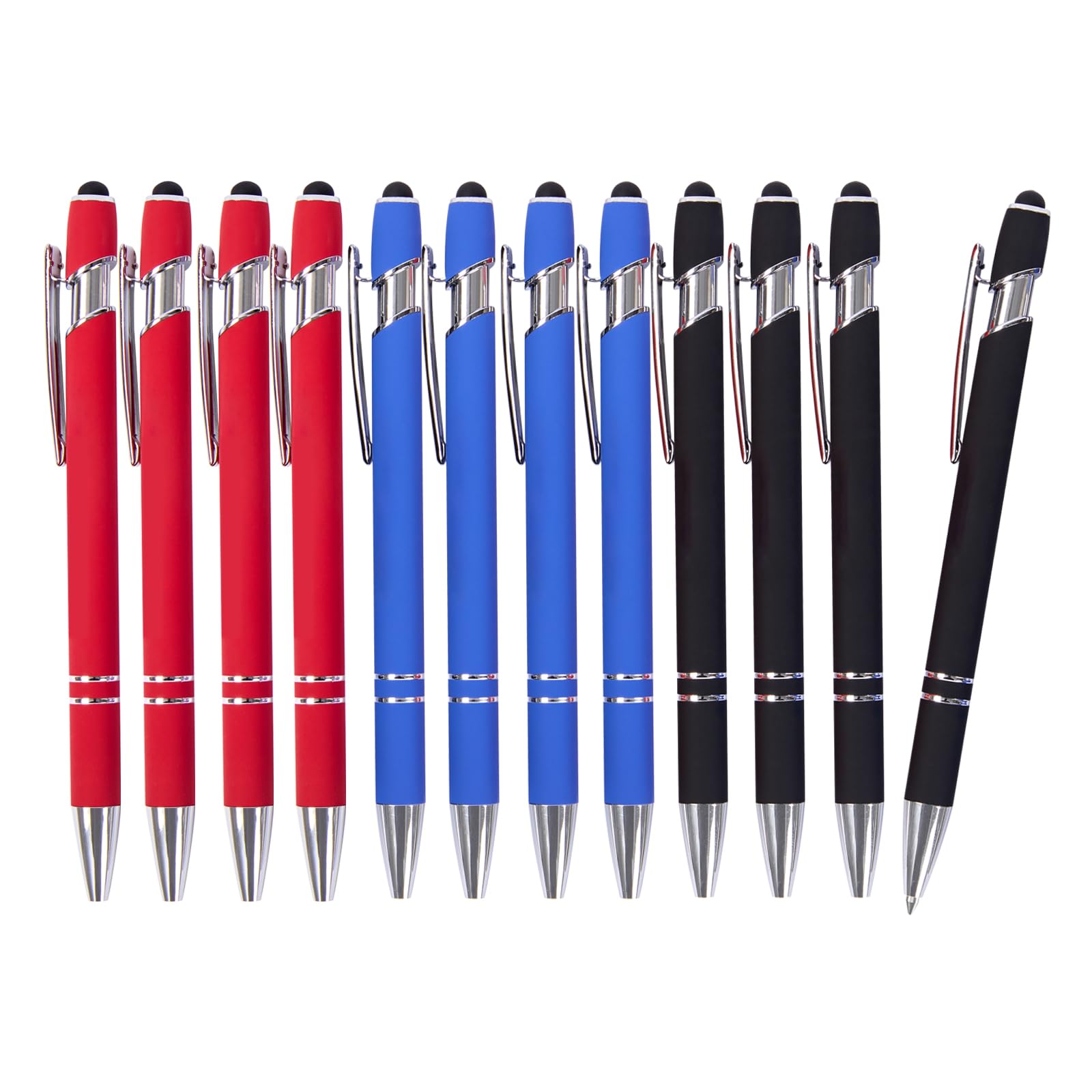 Actsun Gel Ink Pens, 12 Pcs, Fine Point, Smooth Writing, Screens & Touch Compatible, Black, Red & Blue, 0.7 Mm, Gift & Office Ac