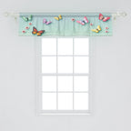 Ambesonne Butterfly Window Valance Pack Of 2, Polka Dot Backdrop With Wings Of Spring And Blushy Sakura Flowers, Rod Pocket Curtain Valances Kitchen Bedroom, 54' X 12',Mint Green And Multicolor