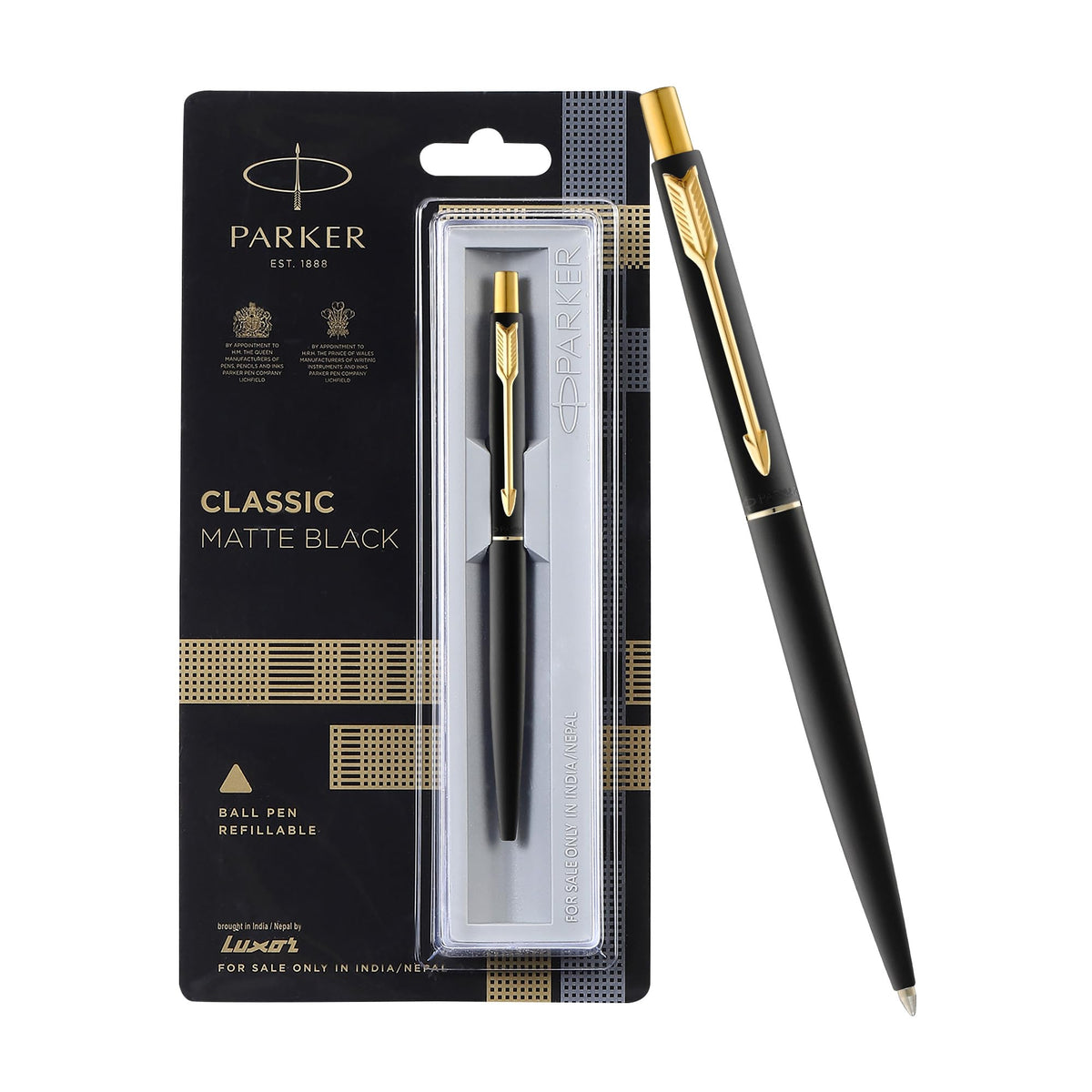 Parker Classic Matte Black Gold Trim Ball Pen