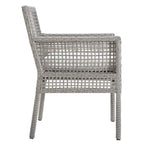 Modway Aura Wicker Rattan Outdoor Patio Dining Arm Chair with Cushion in Gray White