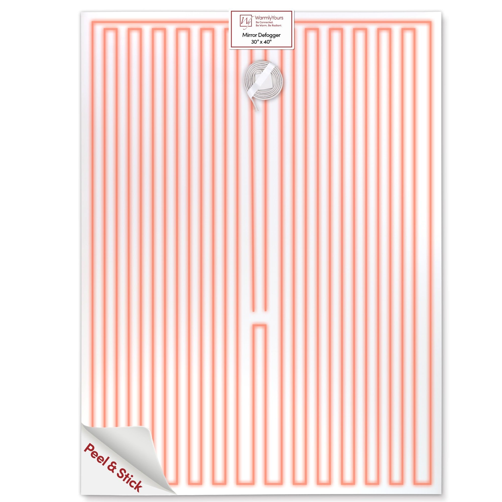 Mirror Defogger Rectangular 30x40 in. Electric Fog Remover Self-Adhesive Backing for Bathroom Wall Mirror, ClearlyYou FFM-3040 b