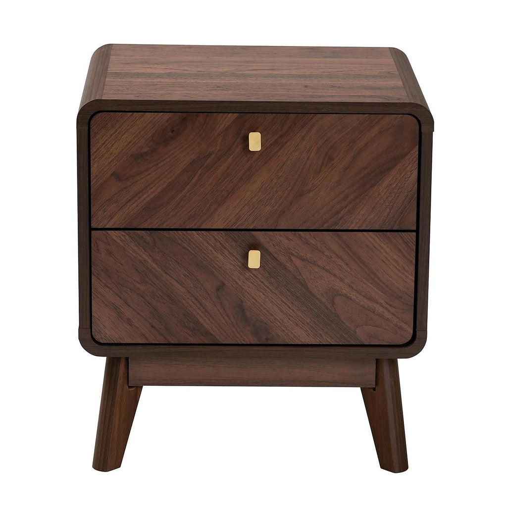 Baxton Studio Markell 18.9-inch W x 15.7-inch D Nightstand with 2 Drawers, Walnut Brown (233-13271-HIT)