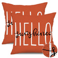 Dfxsz Outdoor Pillow Covers 18X18 Inch Set Of 2 Hello Sunshine Decor Dirty Orange Waterproof Throw Pillow Covers Summer Outdoor