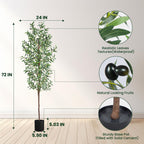 Cetrd Artificial Olive Tree, 6Ft Tall Faux Olive Trees 72In Outdoor Fake Potted Silk Plant With Trunk And Realistic 648 Leaves A
