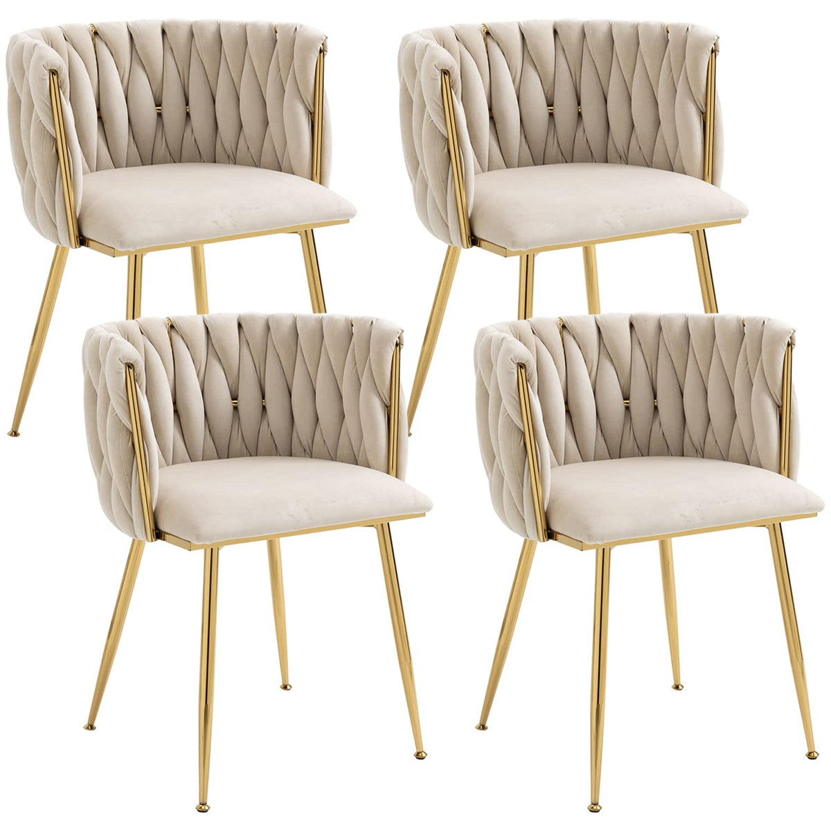 Kiztir Modern Velvet Dining Chair With Gold Metal Legs, Set Of 4 Luxury Tufted Dining Chairs For Living Room, Bedroom, Kitchen