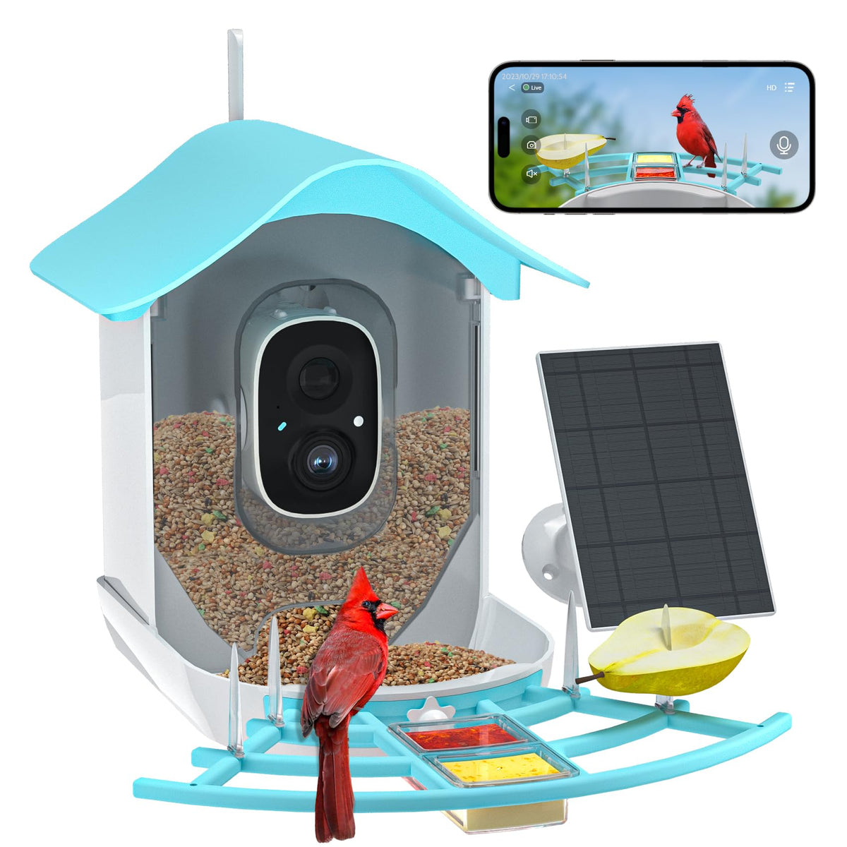 Docoon Smart Bird Feeder With Camera, Ai Identify Birds Species, Bird Watching Camera With Solar Panel, Auto Capture Bird Videos