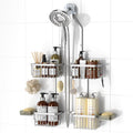 REINHARDT Aluminum Shower Caddy Hanging Adjustable Shower Caddy, Rustproof Hanging Shower Organizer with Hooks Soap Holders, Ove