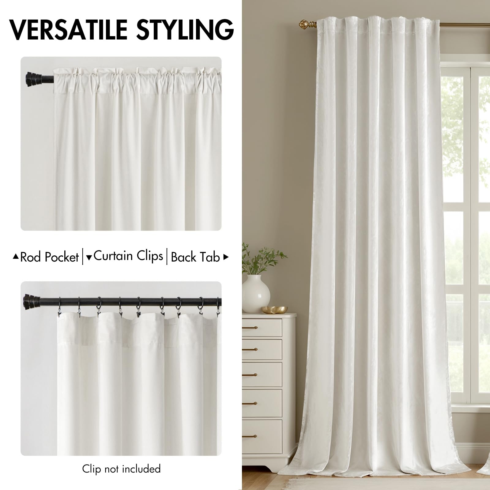 Miulee White Velvet Curtains 84 Inches - Luxury Curtains For Bedroom Living Room Thermal Insulated Super Soft Room Darkening Modern Window Drapes Back Tab Rod Pocket, W52 X L84 Inches, 2 Panels
