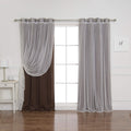 Best Home Fashion Umixm Tulle Sheer Lace & Blackout 4 Piece Curtain Set - Antique Bronze Grommet Top - Chocolate - 52' W X 96'
