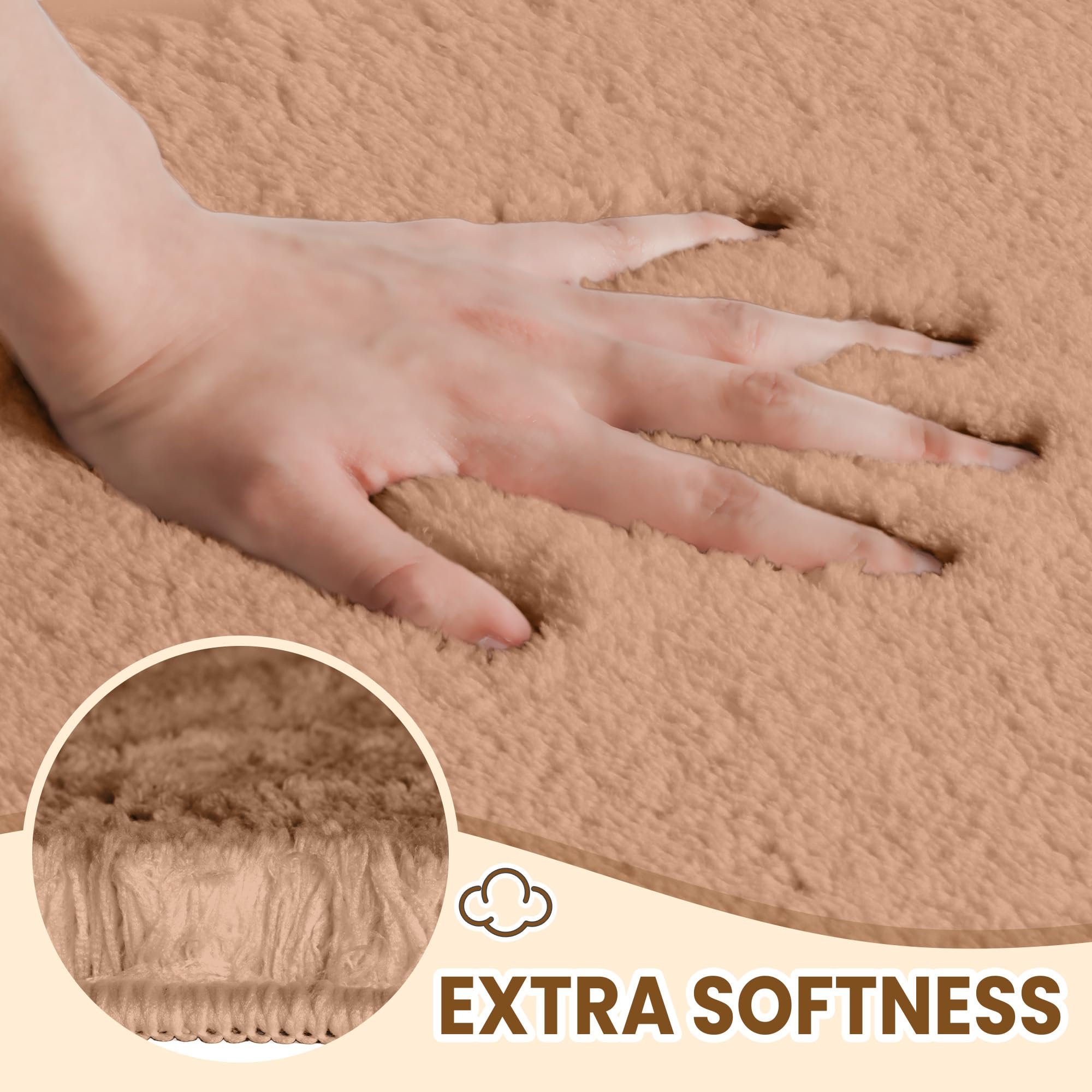 Techmilly Fluffy Tufting Bathroom Rug Mat 36X24, Absorbent Thick Non Slip Microfiber Mats, Quick Dry Machine Washable Bath Rug F