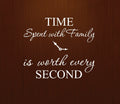 Time Spent with Family is Worth Every Second Home Wall Decal Sticker Clock #1249 (Matte White, 20 Wide x 17 high)