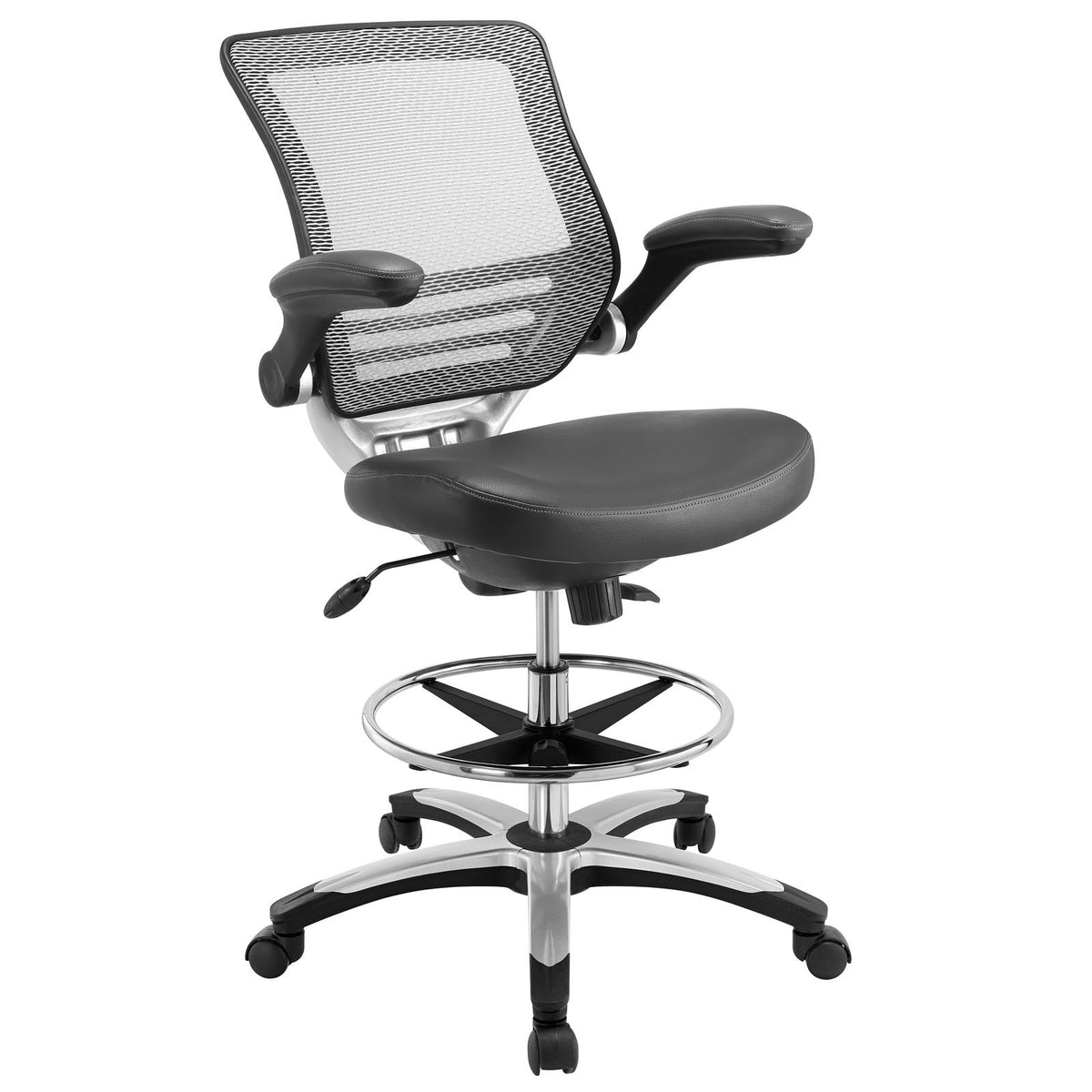 Modway EEI-211 Edge Drafting Chair - Reception Desk Chair - Flip-Up Arm Drafting Chair in Gray